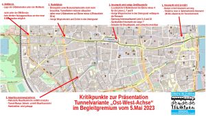 Pressekonferenz 8. Mai 2023 - Grafik zu den Nachteilen der Tunnelvariante auf der Kölner Ost-West-Achse