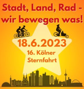Plakat der Kölner Fahrrad-Sternfahrt am 18.06.2023