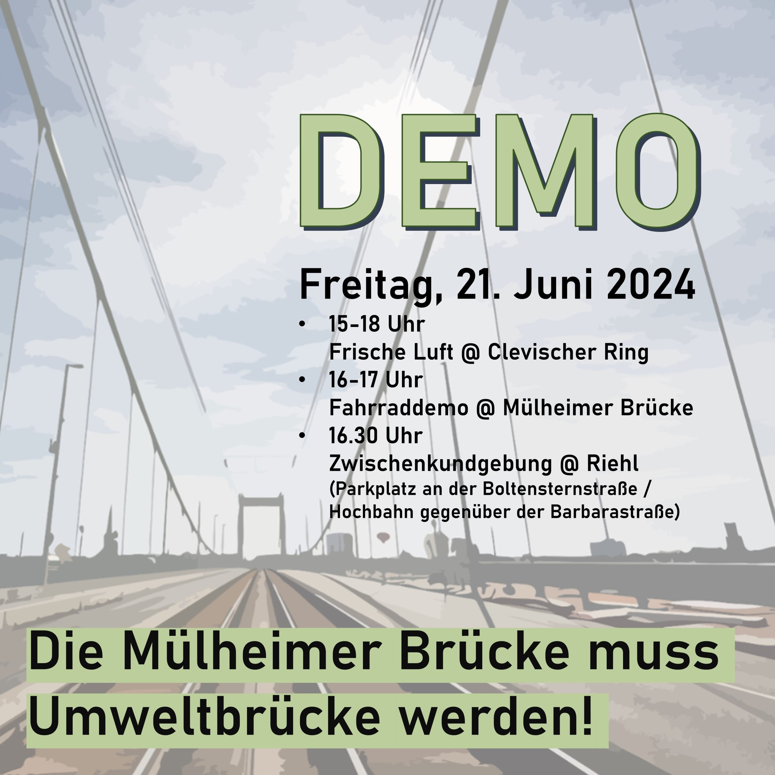 Demo Freitag, 21.06.2024 ab 15 Uhr Clevischer Ring Köln-Mülheim